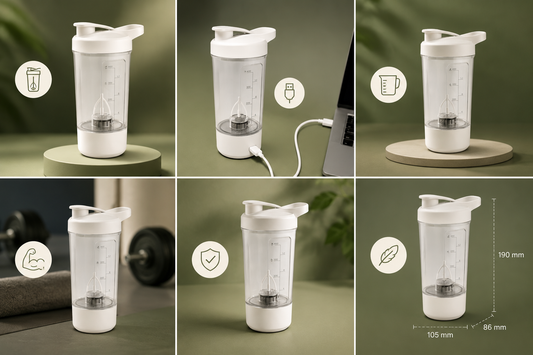 Shaker Eléctrico Portátil 450ml — Recargable USB