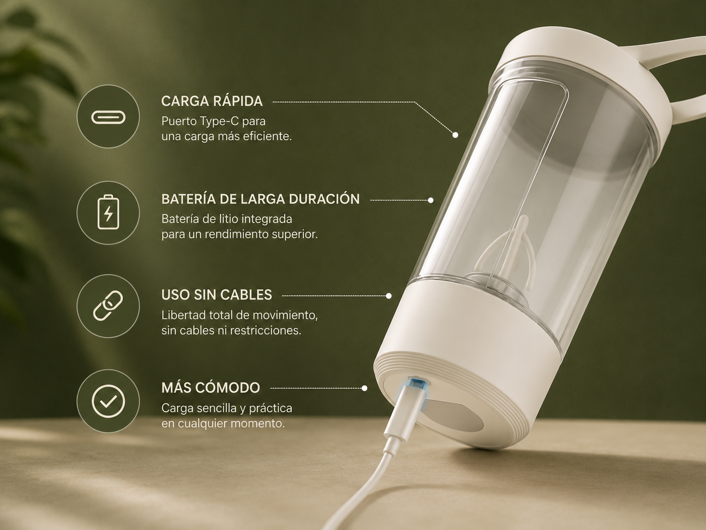 Shaker Eléctrico Portátil 450ml — Recargable USB