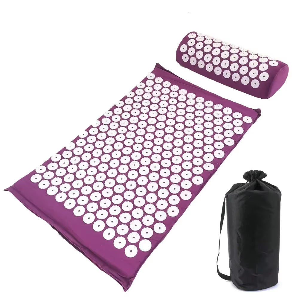 Set de acupresión color morado con bolsa de transporte